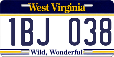 WV license plate 1BJ038
