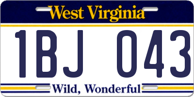 WV license plate 1BJ043