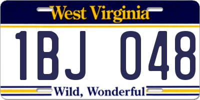 WV license plate 1BJ048