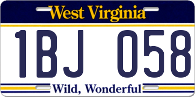 WV license plate 1BJ058