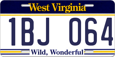 WV license plate 1BJ064