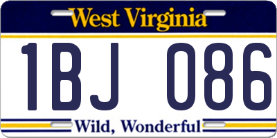 WV license plate 1BJ086