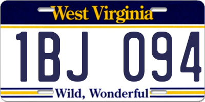 WV license plate 1BJ094