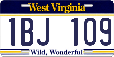 WV license plate 1BJ109
