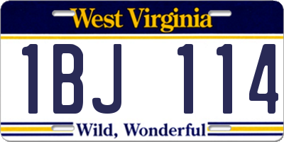 WV license plate 1BJ114