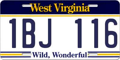 WV license plate 1BJ116