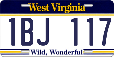 WV license plate 1BJ117