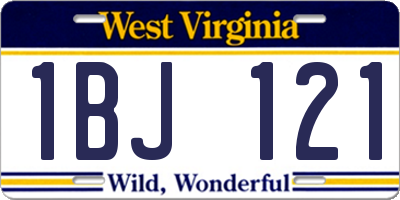 WV license plate 1BJ121
