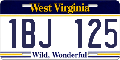 WV license plate 1BJ125