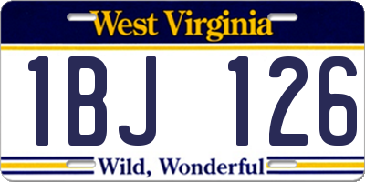 WV license plate 1BJ126