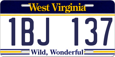 WV license plate 1BJ137