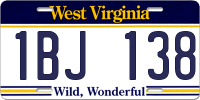WV license plate 1BJ138
