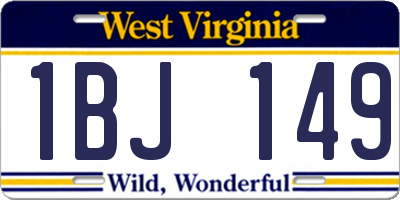 WV license plate 1BJ149