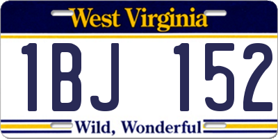 WV license plate 1BJ152