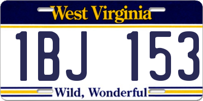 WV license plate 1BJ153