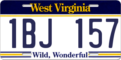 WV license plate 1BJ157