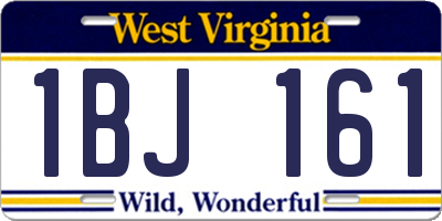 WV license plate 1BJ161