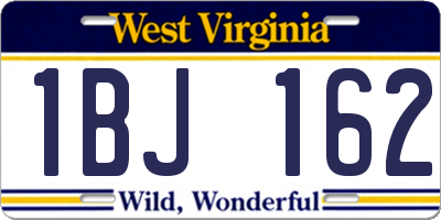 WV license plate 1BJ162