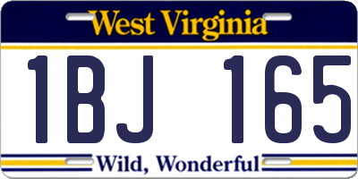 WV license plate 1BJ165