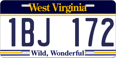 WV license plate 1BJ172