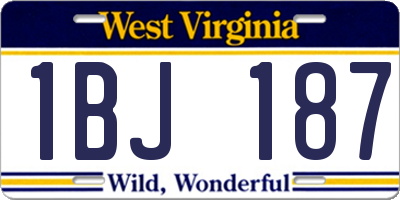 WV license plate 1BJ187