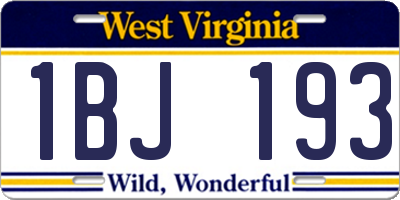 WV license plate 1BJ193
