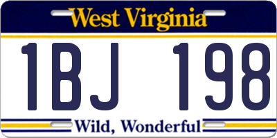 WV license plate 1BJ198