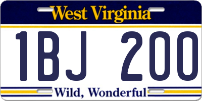 WV license plate 1BJ200
