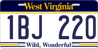 WV license plate 1BJ220