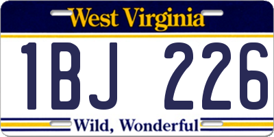 WV license plate 1BJ226