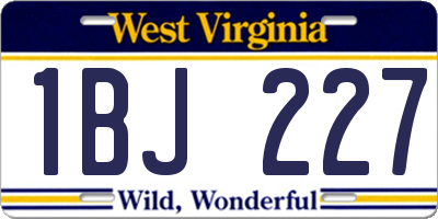 WV license plate 1BJ227