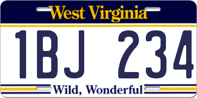 WV license plate 1BJ234