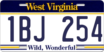 WV license plate 1BJ254