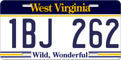 WV license plate 1BJ262