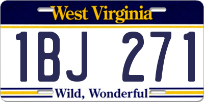 WV license plate 1BJ271