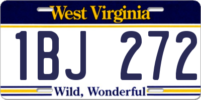 WV license plate 1BJ272