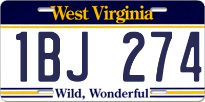 WV license plate 1BJ274