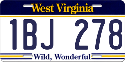 WV license plate 1BJ278