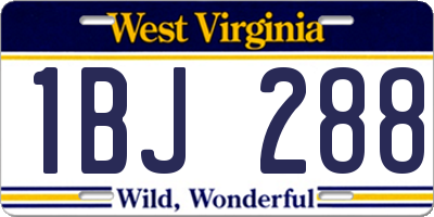WV license plate 1BJ288