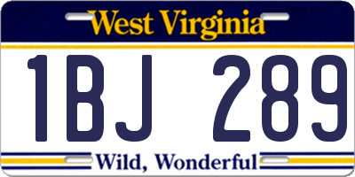 WV license plate 1BJ289