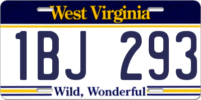 WV license plate 1BJ293