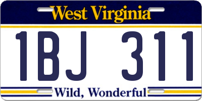 WV license plate 1BJ311