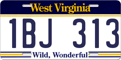 WV license plate 1BJ313