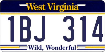 WV license plate 1BJ314