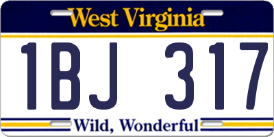 WV license plate 1BJ317