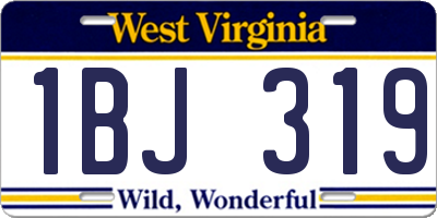 WV license plate 1BJ319