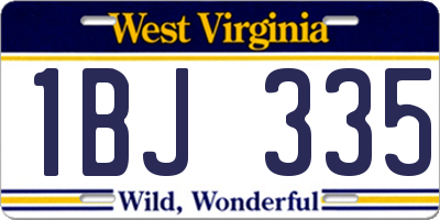 WV license plate 1BJ335