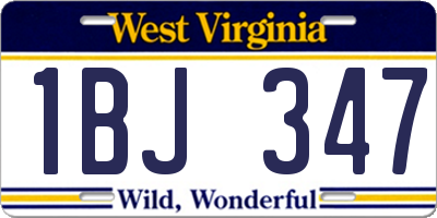 WV license plate 1BJ347