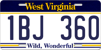 WV license plate 1BJ360