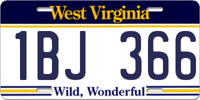 WV license plate 1BJ366